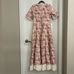 Vintage red toile maxi dress